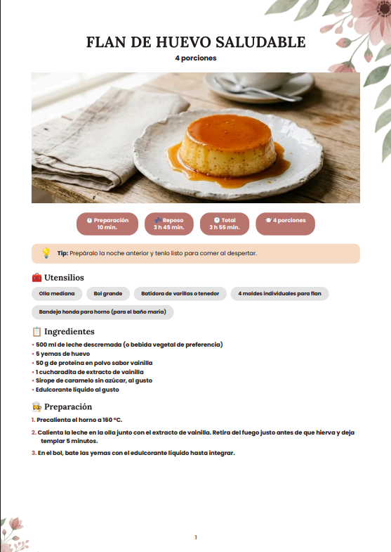 Receta Flan de Huevo Saludable — página 1